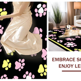 Ultra Soft Area Rug, Non Slip, Stain Resistant, Washable Area Rugs for Living Room, Bedroom, Cute Animal Tracks in Bold Hues(Black)