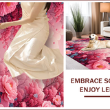Ultra Soft Area Rug, Non Slip, Stain Resistant, Washable Area Rugs for Living Room, Bedroom, Romantic Pink Floral Non-Slip Bathroom(Pink)