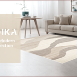 Ultra Soft Area Rug, Non Slip, Stain Resistant, Washable Area Rugs for Living Room, Bedroom, Elegant Modern Abstract Composition(Beige)