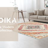 Ultra Soft Area Rug, Non Slip, Stain Resistant, Washable Area Rugs for Living Room, Bedroom, Artistic Medallion Patterned Area Rug in Soft Pastel Hues(White)