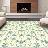 Ultra Soft Area Rug, Non Slip, Stain Resistant, Washable Area Rugs for Living Room, Bedroom, Rustic Whimsical Blooming Nature Theme(Beige)