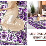Ultra Soft Area Rug, Non Slip, Stain Resistant, Washable Area Rugs for Living Room, Bedroom, Charming Vintage-inspired Flower Motif(Purple)
