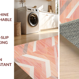Ultra Soft Area Rug, Non Slip, Stain Resistant, Washable Area Rugs for Living Room, Bedroom, Contemporary Peach Geometric Fusion(Orange)