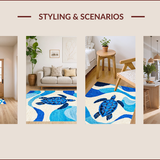 Ultra Soft Area Rug, Non Slip, Stain Resistant, Washable Area Rugs for Living Room, Bedroom, Nautical Blue Ocean Living Room Washable Carpet(Blue)