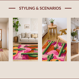 Ultra Soft Area Rug, Non Slip, Stain Resistant, Washable Area Rugs for Living Room, Bedroom, Western Pink Cactus Bathroom Absorbent Boot Rug(Green)