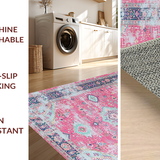 Ultra Soft Area Rug, Non Slip, Stain Resistant, Washable Area Rugs for Living Room, Bedroom, Cozy Warm-Toned Lattice Design(Pink)