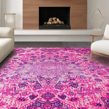 Ultra Soft Area Rug, Non Slip, Stain Resistant, Washable Area Rugs for Living Room, Bedroom, Vibrant Floral Medallion Elegance(Pink)