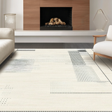 Ultra Soft Area Rug, Non Slip, Stain Resistant, Washable Area Rugs for Living Room, Bedroom, Stylish Linear Cream Trellis Motif(Beige)