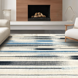 Ultra Soft Area Rug, Non Slip, Stain Resistant, Washable Area Rugs for Living Room, Bedroom, Urban Chic Stripe Pattern Rug Featuring Graphic Lines and Dynamic Contrast(Beige)
