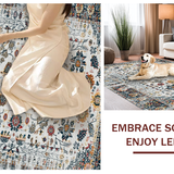 Ultra Soft Area Rug, Non Slip, Stain Resistant, Washable Area Rugs for Living Room, Bedroom, Artistic Ogee Floral Theme(Gray)