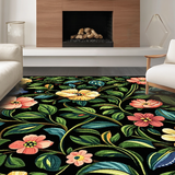 Ultra Soft Area Rug, Non Slip, Stain Resistant, Washable Area Rugs for Living Room, Bedroom, Maximalist Botanical Bloom Composition(Red)