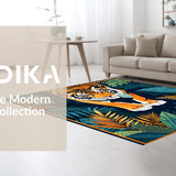 Ultra Soft Area Rug, Non Slip, Stain Resistant, Washable Area Rugs for Living Room, Bedroom, Bold Jungle-Inspired Artistry(Orange)