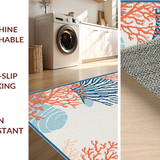 Ultra Soft Area Rug, Non Slip, Stain Resistant, Washable Area Rugs for Living Room, Bedroom, Coral Reef Inspired Artful Composition(Orange)