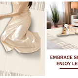 Ultra Soft Area Rug, Non Slip, Stain Resistant, Washable Area Rugs for Living Room, Bedroom, Serene Creamy Tidal Line Artistry(Beige)