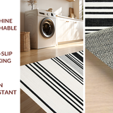 Ultra Soft Area Rug, Non Slip, Stain Resistant, Washable Area Rugs for Living Room, Bedroom, Fashionable Black and White Striped Rug Perfect for Porch and Entryway(Black)