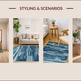 Ultra Soft Area Rug, Non Slip, Stain Resistant, Washable Area Rugs for Living Room, Bedroom, Earthy Toned Modern Geometric Motif(Blue)