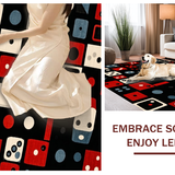 Ultra Soft Area Rug, Non Slip, Stain Resistant, Washable Area Rugs for Living Room, Bedroom, Eclectic Geometric Pattern Fusion(Red)