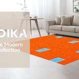 Ultra Soft Area Rug, Non Slip, Stain Resistant, Washable Area Rugs for Living Room, Bedroom, Abstract Modern Geometric Aesthetic(Orange)