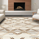 Ultra Soft Area Rug, Non Slip, Stain Resistant, Washable Area Rugs for Living Room, Bedroom, Inviting Soft Pastel Geometric Theme(Beige)
