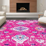 Ultra Soft Area Rug, Non Slip, Stain Resistant, Washable Area Rugs for Living Room, Bedroom, Rustic Soft Textured Blossom Print(Pink)