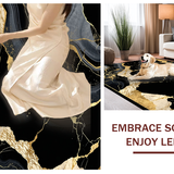 Ultra Soft Area Rug, Non Slip, Stain Resistant, Washable Area Rugs for Living Room, Bedroom, Opulent Golden Marble Aesthetic(Black)