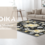 Ultra Soft Area Rug, Non Slip, Stain Resistant, Washable Area Rugs for Living Room, Bedroom, Striking Black and Cream Geometric Art(Black)