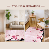 Ultra Soft Area Rug, Non Slip, Stain Resistant, Washable Area Rugs for Living Room, Bedroom, Modern Multicolor Botanical Elegance(Pink)