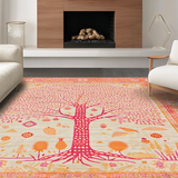 Ultra Soft Area Rug, Non Slip, Stain Resistant, Washable Area Rugs for Living Room, Bedroom, Charming Whimsical Botanical Style(Orange)