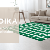 Ultra Soft Area Rug, Non Slip, Stain Resistant, Washable Area Rugs for Living Room, Bedroom, Modern Abstract Checker Motif(Green)