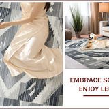 Ultra Soft Area Rug, Non Slip, Stain Resistant, Washable Area Rugs for Living Room, Bedroom, Elegant Silver Layered Patterns(Gray)