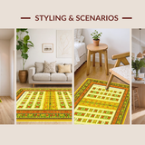 Ultra Soft Area Rug, Non Slip, Stain Resistant, Washable Area Rugs for Living Room, Bedroom, Vivid Sunburst Geometric Arrangement(Yellow)