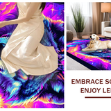 Ultra Soft Area Rug, Non Slip, Stain Resistant, Washable Area Rugs for Living Room, Bedroom, Fierce 3D Cosmic Wolf Design(Purple)