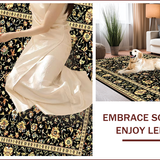 Ultra Soft Area Rug, Non Slip, Stain Resistant, Washable Area Rugs for Living Room, Bedroom, Timeless Botanical Tapestry Fusion(Black)