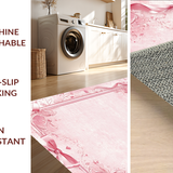 Ultra Soft Area Rug, Non Slip, Stain Resistant, Washable Area Rugs for Living Room, Bedroom, Preppy Ribbon Scallop Rug with Artistic Bow Elements and Graceful Lines(Pink)