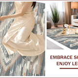 Ultra Soft Area Rug, Non Slip, Stain Resistant, Washable Area Rugs for Living Room, Bedroom, Contemporary Ethnic Geometric Fusion(Gray)