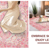 Ultra Soft Area Rug, Non Slip, Stain Resistant, Washable Area Rugs for Living Room, Bedroom, Timeless Classic Low Pile Texture(Pink)