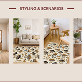 Ultra Soft Area Rug, Non Slip, Stain Resistant, Washable Area Rugs for Living Room, Bedroom, Vintage Boho Mushroom(Beige)