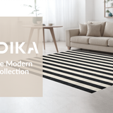 Ultra Soft Area Rug, Non Slip, Stain Resistant, Washable Area Rugs for Living Room, Bedroom, Stylish Striped Welcome Mat for Front Porch, Modern Layered Rug(Black)