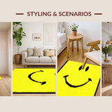 Ultra Soft Area Rug, Non Slip, Stain Resistant, Washable Area Rugs for Living Room, Bedroom, Vivid Retro Smiley Aesthetic(Yellow)