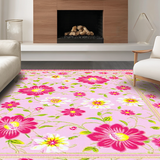 Ultra Soft Area Rug, Non Slip, Stain Resistant, Washable Area Rugs for Living Room, Bedroom, Delicate Flower Arrangement Style(Pink)
