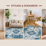 Contemporary Blue Gray Medallion Style(Blue)