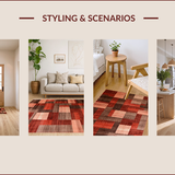 Ultra Soft Area Rug, Non Slip, Stain Resistant, Washable Area Rugs for Living Room, Bedroom, Rustic Multi-Hued Geometric Design(Red)