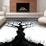 Ultra Soft Area Rug, Non Slip, Stain Resistant, Washable Area Rugs for Living Room, Bedroom, Contemporary Graphic Forest Imagery(Black)