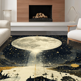 Ultra Soft Area Rug, Non Slip, Stain Resistant, Washable Area Rugs for Living Room, Bedroom, Astrology Tarot Pathway Area Rug Lunar Eclipse Surreal Starry Night Motif(Gray)