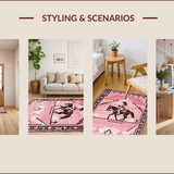 Ultra Soft Area Rug, Non Slip, Stain Resistant, Washable Area Rugs for Living Room, Bedroom, Whimsical Cowgirl Shag Pattern(Pink)