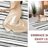 Ultra Soft Area Rug, Non Slip, Stain Resistant, Washable Area Rugs for Living Room, Bedroom, Washable Black and White Stripe Outdoor Rug(Black)