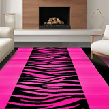Ultra Soft Area Rug, Non Slip, Stain Resistant, Washable Area Rugs for Living Room, Bedroom, Eclectic Monochrome Animal Motif(Pink)