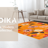 Ultra Soft Area Rug, Non Slip, Stain Resistant, Washable Area Rugs for Living Room, Bedroom, Lively Retro Floral Arrangement(Orange)