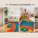 Ultra Soft Area Rug, Non Slip, Stain Resistant, Washable Area Rugs for Living Room, Bedroom, Eclectic 3D Printed Sport Pattern(Orange)