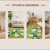 Ultra Soft Area Rug, Non Slip, Stain Resistant, Washable Area Rugs for Living Room, Bedroom, Floral Shaggy Microfiber Boho(Green)
